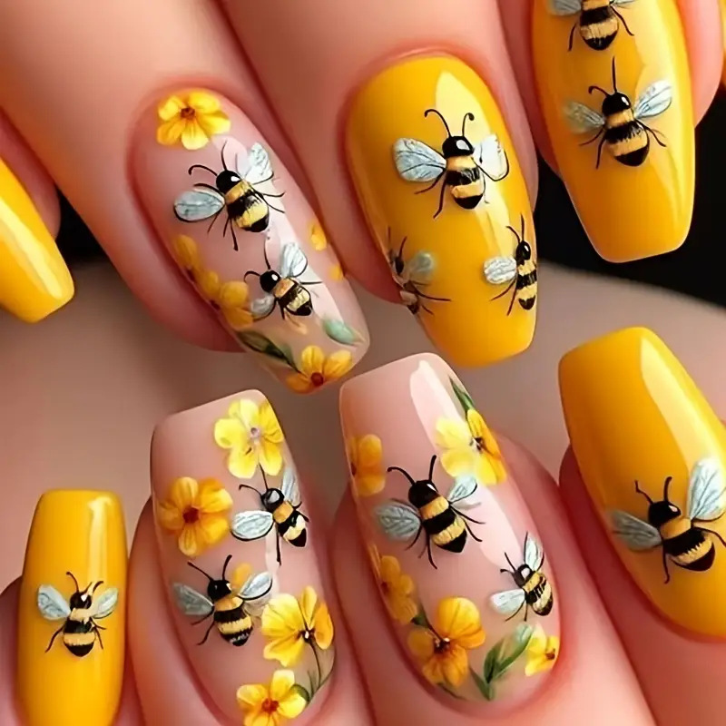 Nail Art Press On - 24szt/zestaw Średnio długie sztuczne paznokcie dla