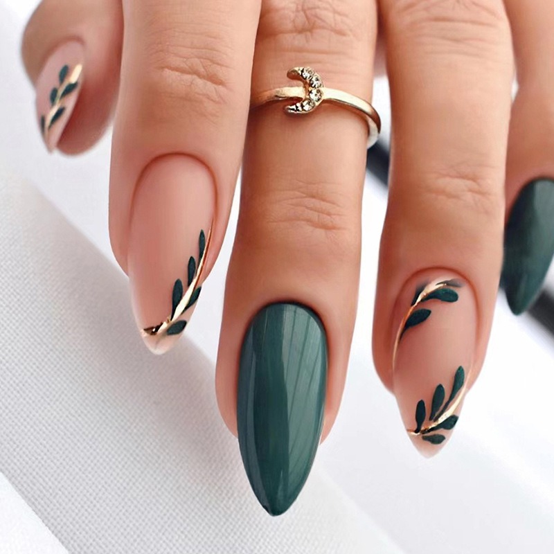 Nail Art Pink - 24P/Set Średniej długości migdałowe prasy na
