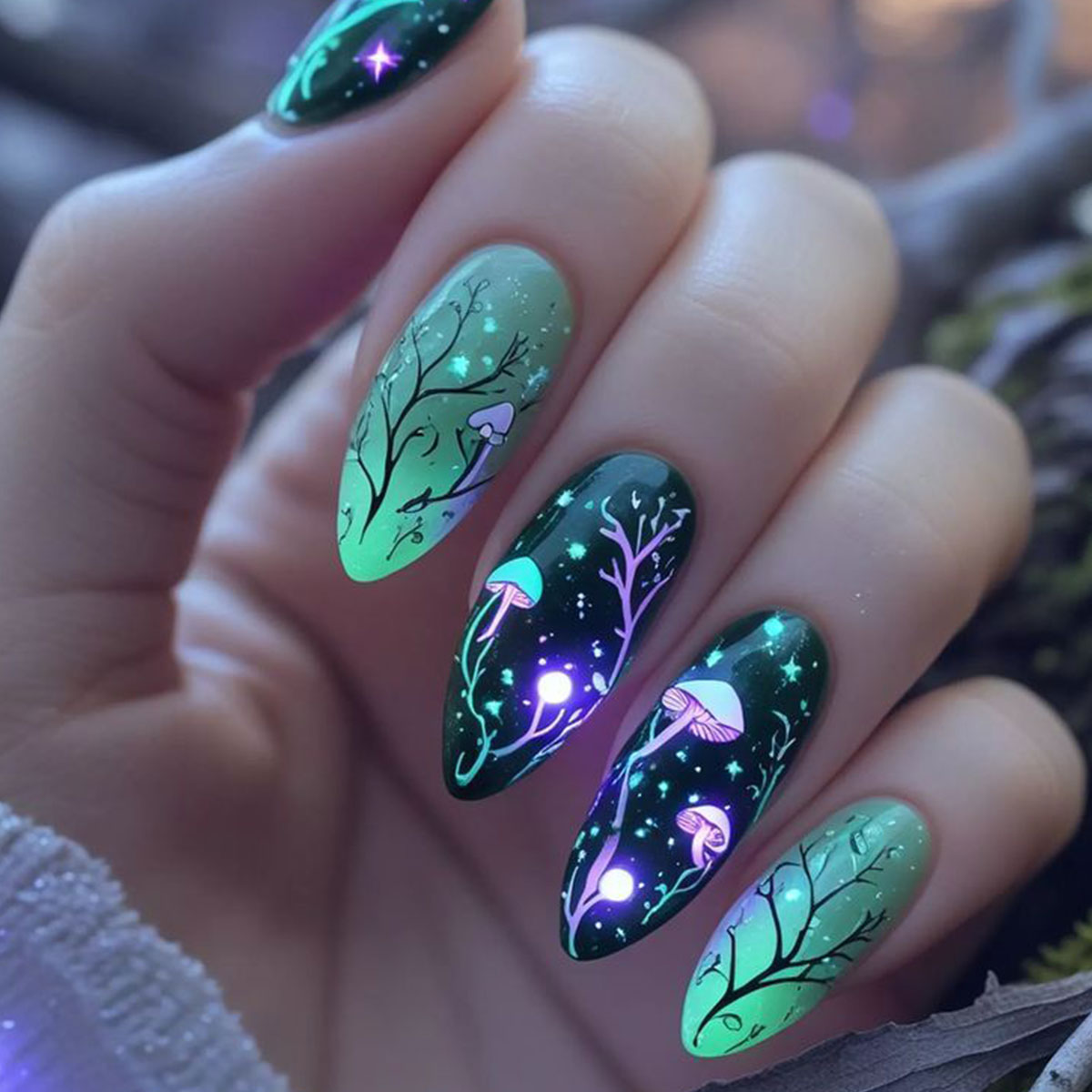Nail Art Press On - Sztuczne paznokcie migdałki, sztuczne paznokcie grzybek,