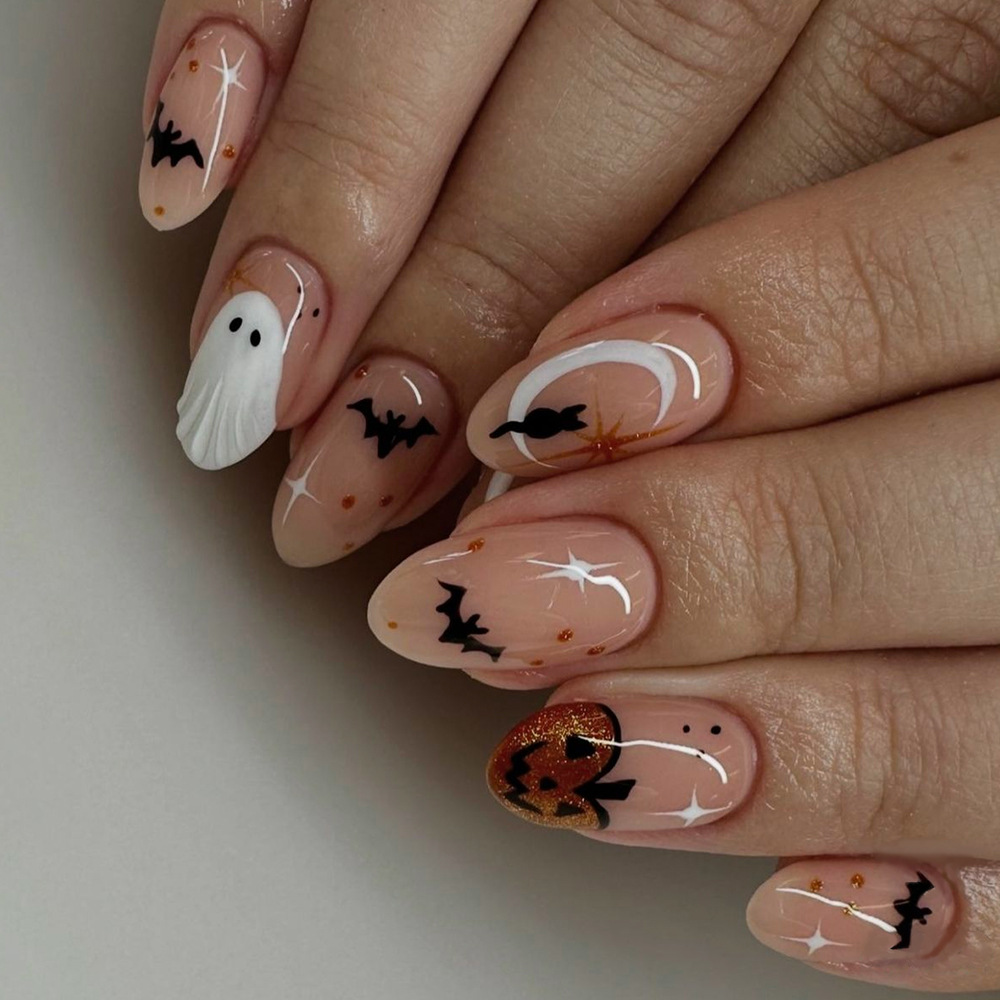 Nail Art Press On - 24 szt. Proste Mandelowe Paznokcie Dociskane