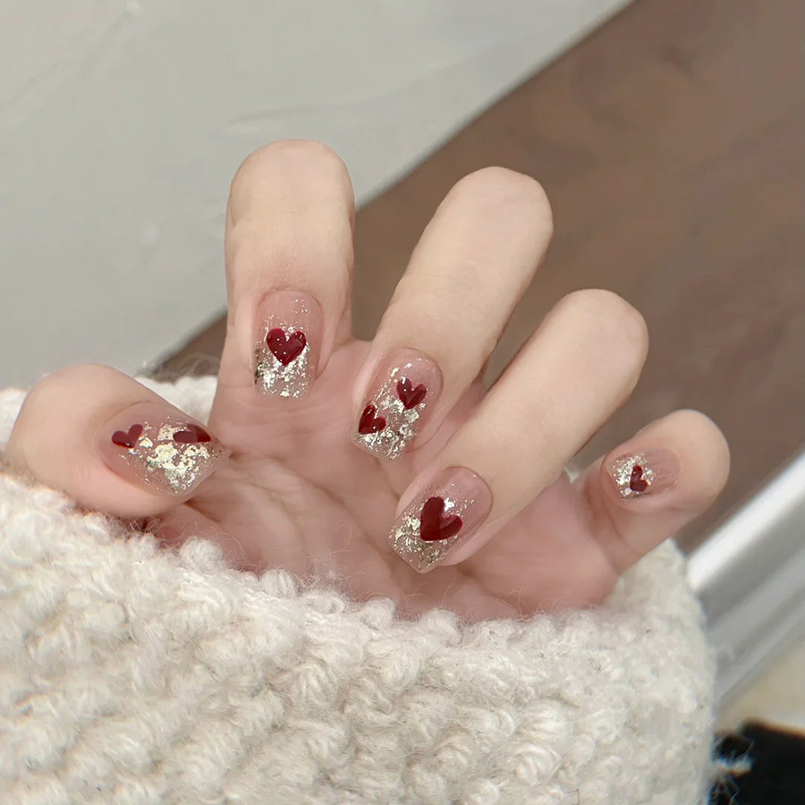 24 szt./zestaw Krótkie kwadrat – Nail Art Press On recenzja i cena