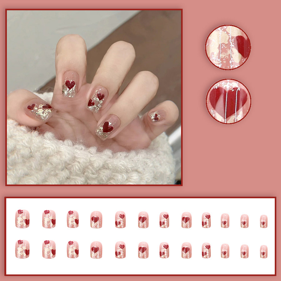 24 szt./zestaw Krótkie kwadrat – Nail Art Press On recenzja i cena